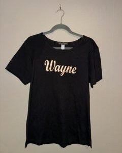 Wayne Bling Black Tshirt on a cream background